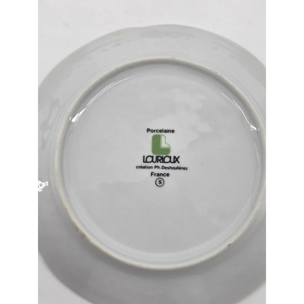 Lourioux Ph Deshoulieres France Porcelain Appetizer Plates Set of 6 Wine Cheese